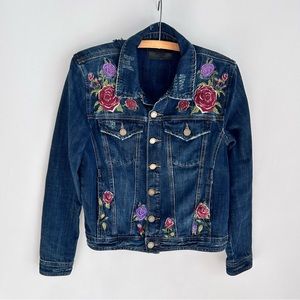 BLANKNYC ~Rose Embroidered Distressed Jean Jacket in XS
